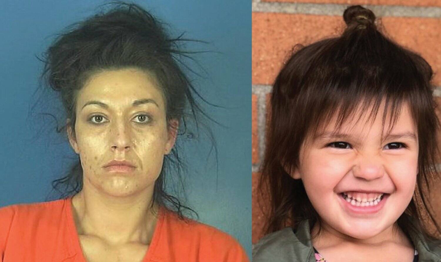 Daily World file photo
Jordan Bowers (left) was arrested Sunday, Jan. 15, on four counts of identity theft immediately after being released for completing a nine-month sentence for child endangerment, unrelated to her missing six-year-old daughter Oakley Carlson (right). Oakley has been officially declared missing since Dec. 6, 2021, but was last seen confirmed alive nine months prior to that date.