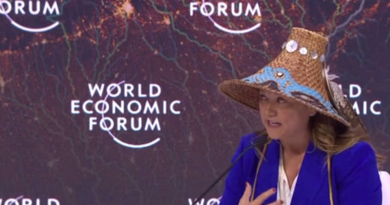 National Congress of American Indians President Fawn Sharp, former president of the Quinault Indian Nation, speaking at the World Economic Forum, in Davos, Switzerland.
(Screenshot)
