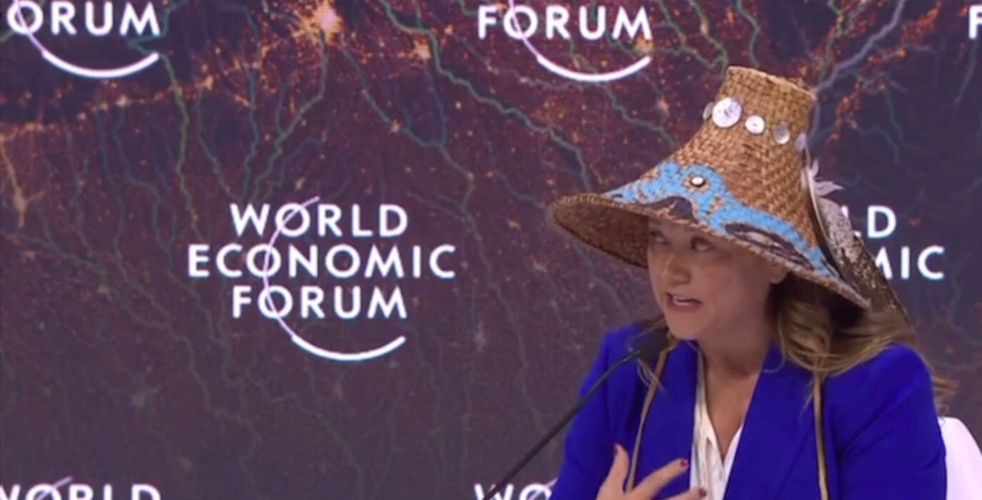 National Congress of American Indians President Fawn Sharp, former president of the Quinault Indian Nation, speaking at the World Economic Forum, in Davos, Switzerland.
(Screenshot)