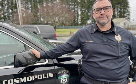 Michael S. Lockett / The Daily World
Heath Layman, with more than a quarter century of experience with the Cosmopolis PolicePhotos by Department, was officially confirmed as the chief of the department in January 2023.