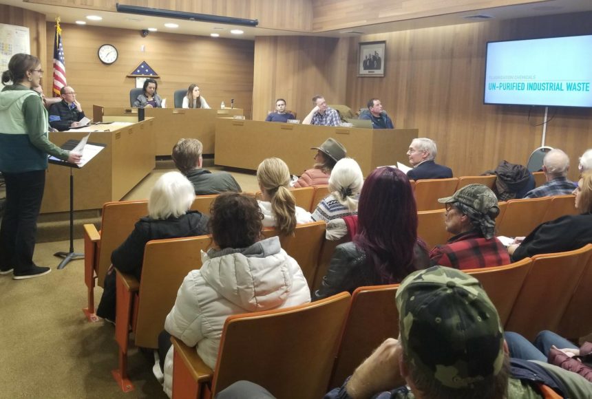 <p>Allen Leister / The Daily World</p>
                                <p>Natalie Perry (standing at podium), a Montesano resident, presented to the Montesano City Council her rationale for the city to discontinue water fluoridation in the public water supply, a process that’s been ongoing since 1961.</p>