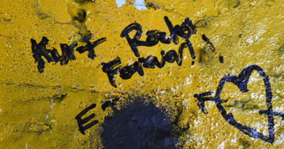 Matthew N. Wells / The Daily World
“Kurt Rocks Forever” is one of hundreds of messages that has been written underneath the Young Street Bridge. The messages like this one are heartfelt and full of love for the late-Kurt Cobain and the band he founded, Nirvana.