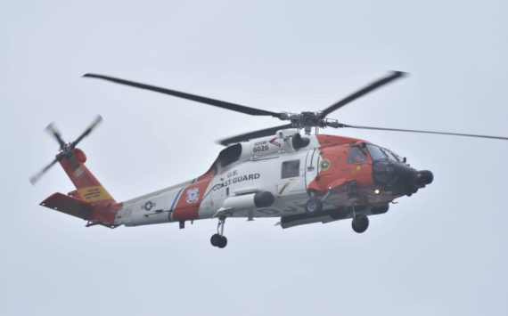 (Courtesy photo / Ezra McCampbell) Raymond resident Ezra McCampbell says he saw this helicopter flying near North Cove on Monday.