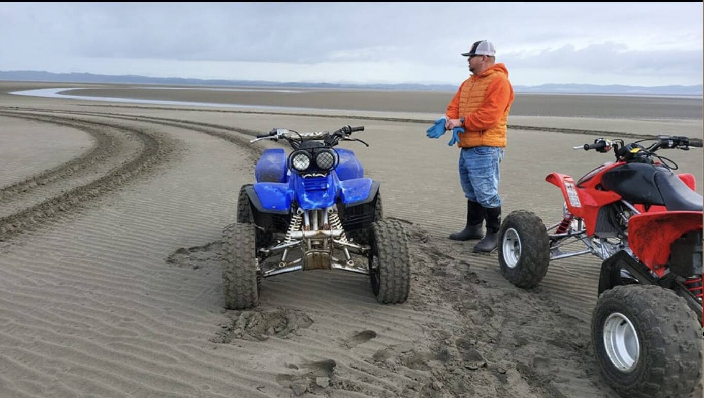 John Salas searches Long Beach on an ATV for the fisherman who went missing Sunday evening. (Courtesy photo / Marcee Salas)