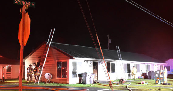 A kitchen fire heavily damaged a Hoquiam residence on Saturday night, Feb. 11. (Matthew N. Wells / The Daily World)