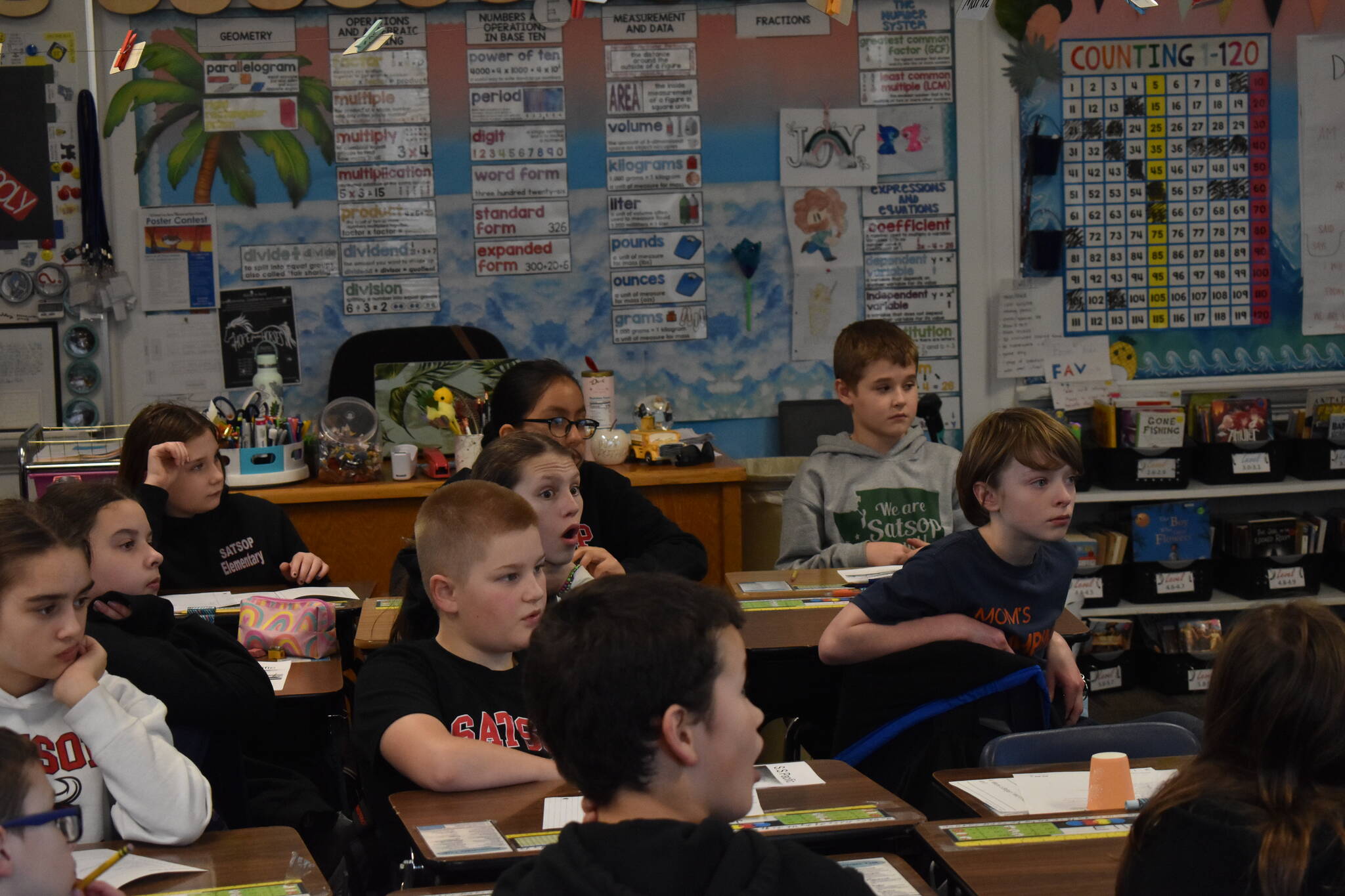 (Clayton Franke / The Daily World) Students at Satsop Elementary listened to a presentation on Friday, Feb. 10 by Jeff Hummel about his discovery of the shipwrecked SS Pacific.