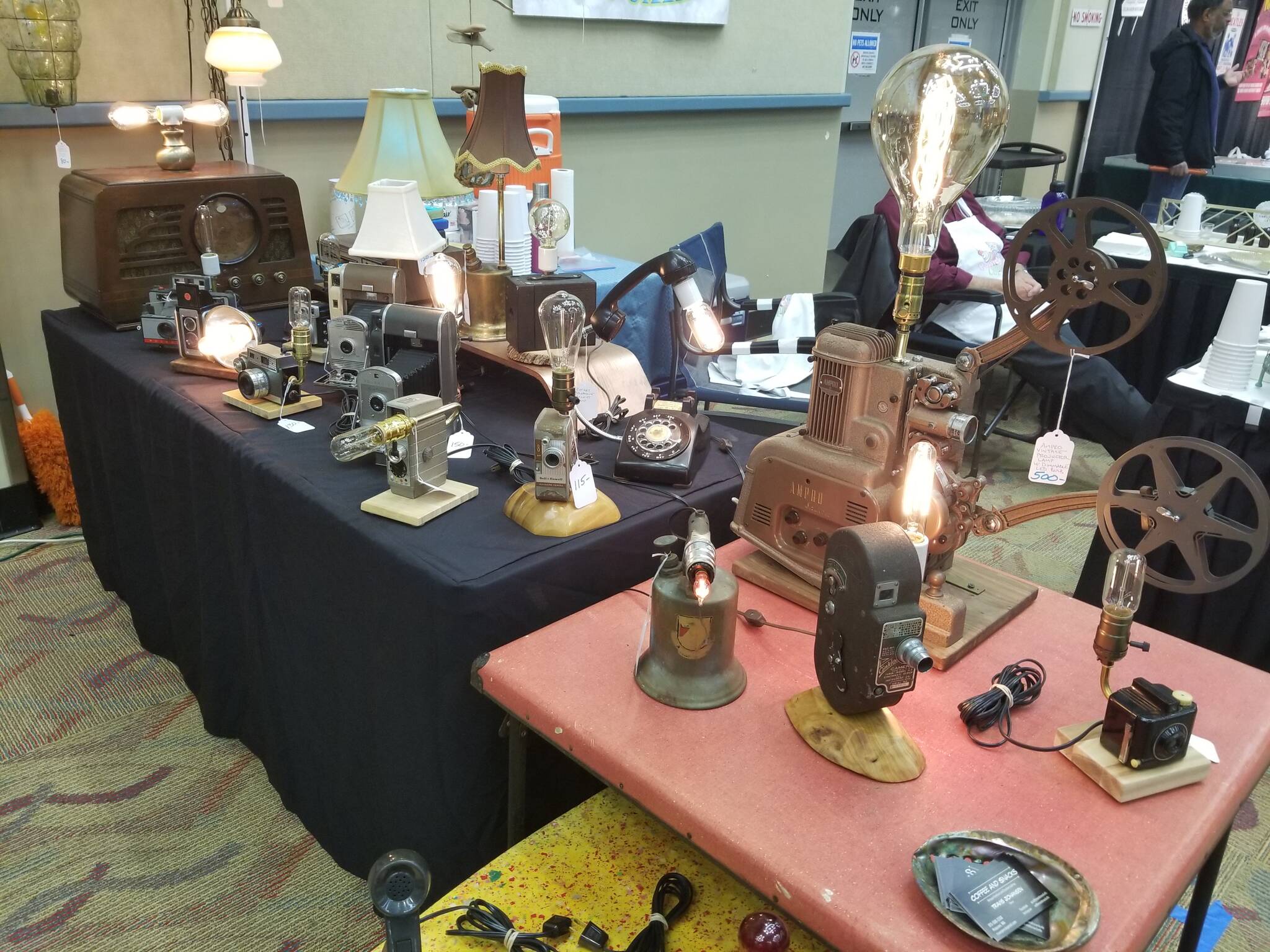 From modern-day blenders to World War II era phones, Travis Johansen’s booth of unique and creative lamps saw constant attention from guests looking to either buy one of his specialty lamps or listen to the backstory of how he came across some of his older material.