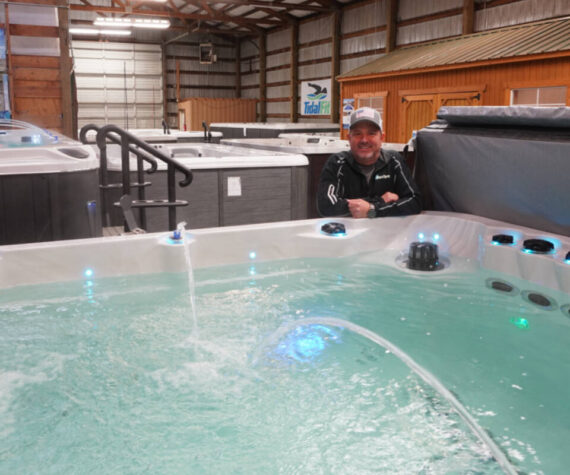 Erick Johanson is owner of Northwest Swim Spas in Elma, Washington, where they have 60 models of hot tubs and swim spas on display.