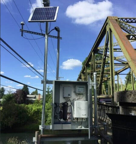 Courtesy photo / Chehalis River Basin Flood Authority
During a high-water event, sensor data trigger automatic email alerts about rising river levels. No. 5 is installed at the Skookumchuck River in Centralia.