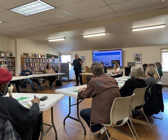 <p>Clayton Franke / The Daily World</p>
                                <p>Ocean Shores Mayor Jon Martin (standing) addresses a group of 18 residents at the inaugural “Citizens’ Academy” on Friday, March 17 at the Ocean Shores Library.</p>