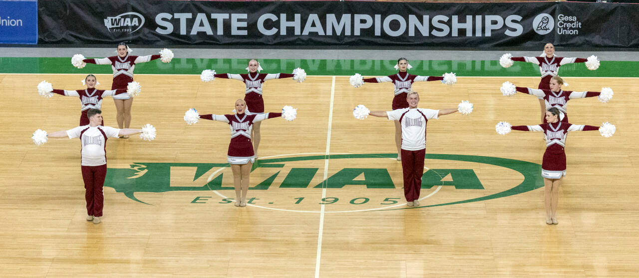 PHOTO BY SHAWN DONNELLY The Montesano High School drill team competes at the 1A/2A Dance/Drill State Championships on Friday at the Yakima Valley SunDome.