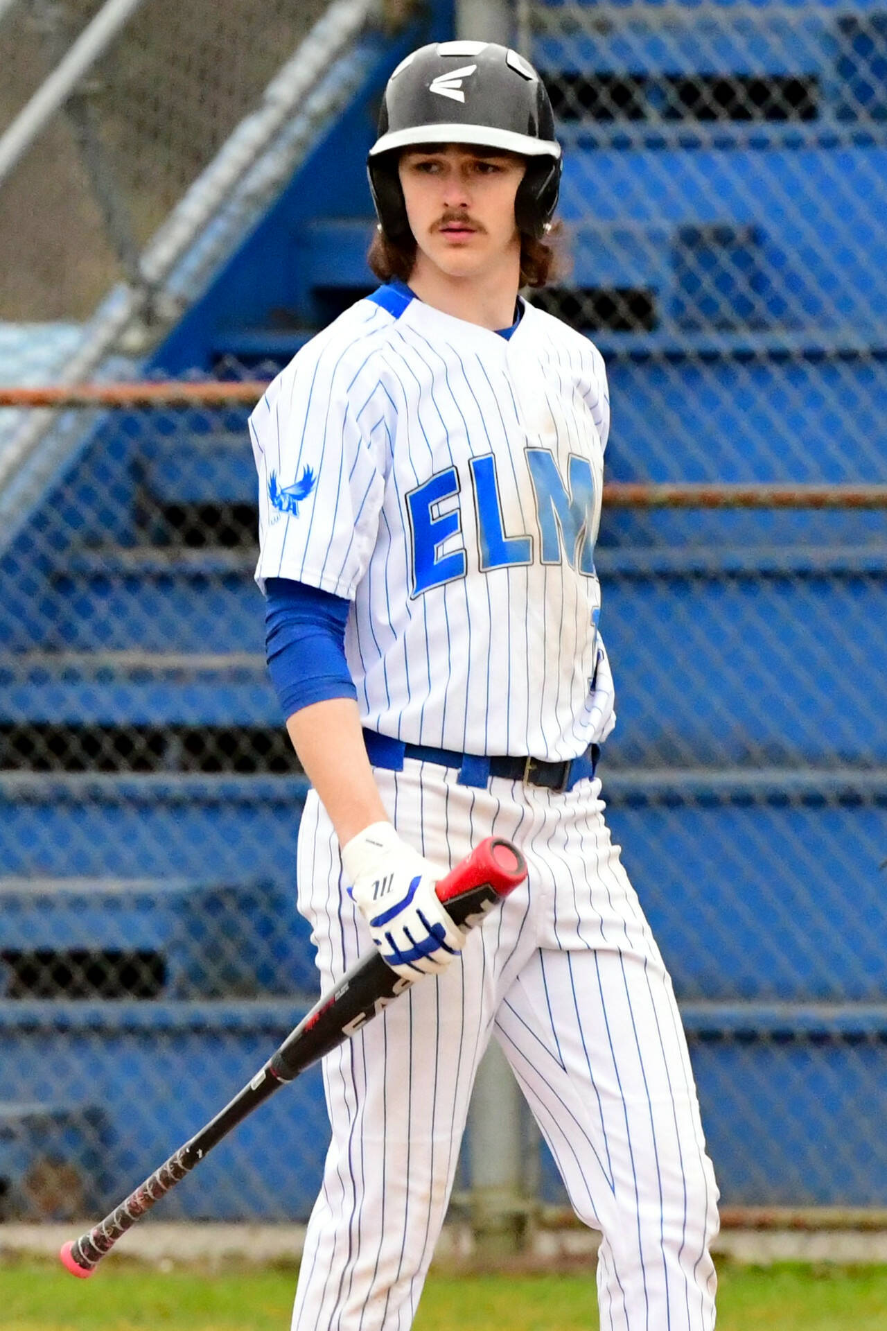 PHOTO BY CHRYSTAL WELD Elma’s Gibson Cain, seen here in a file photo, had three hits and drove in three runs in the Eagles’ 13-0 win over Eatonville on Thursday in Elma.