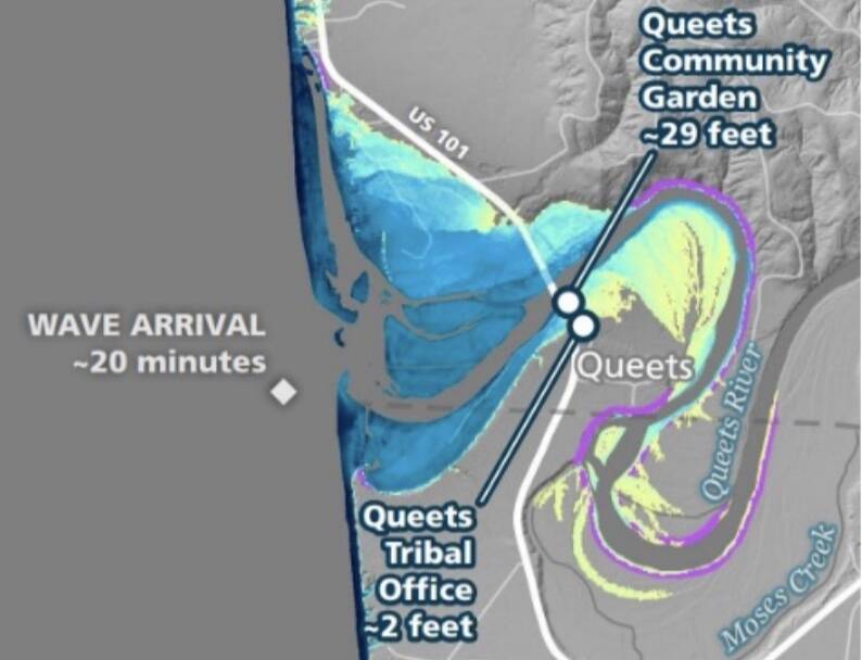 `Quinault Indian Nation
A graphic shows the elevations of key buildings in Queets.