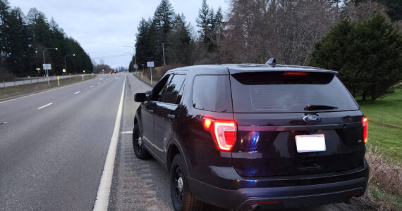 Courtesy photo / Washington State Patrol
A trooper from the Washington State Patrol arrested a man Saturday morning near Elma for impersonating a law enforcement officer in a vehicle made to look like a patrol car.