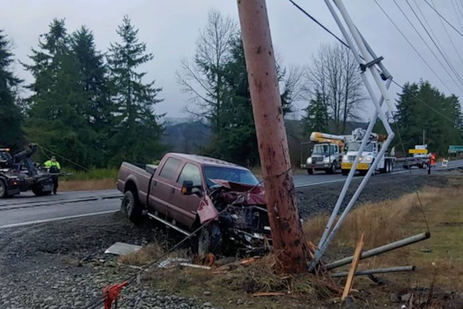 Car crashes into power poles represented a much larger portion of causes for power outages in 2022, according to the Grays Harbor Public Utility District. (Courtesy photo / Grays Harbor PUD)