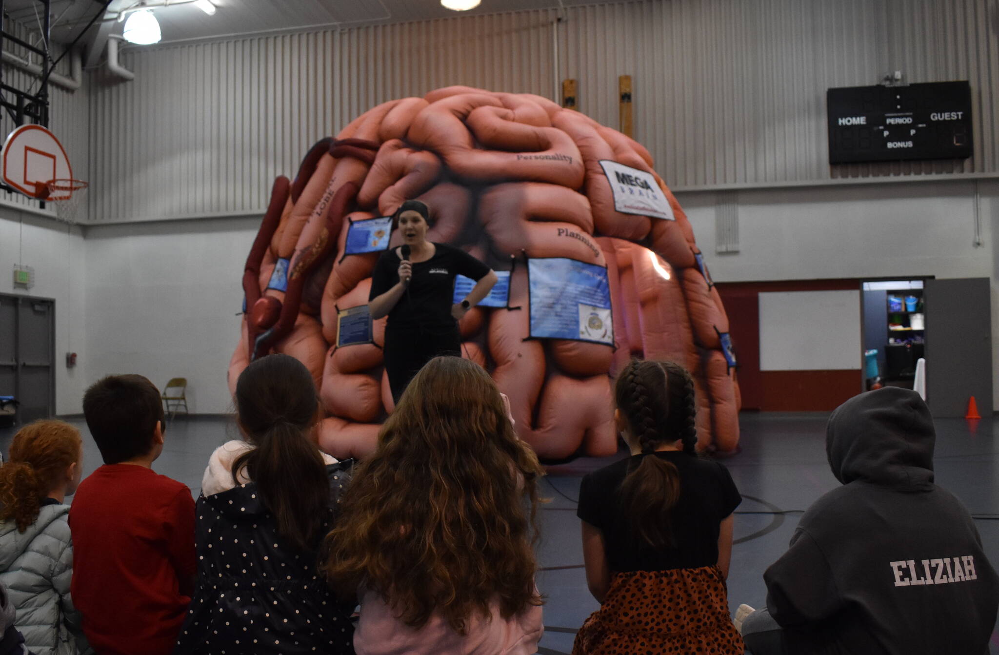 Clayton Franke / The Daily World
Central Elementary second-graders hear a presentation about neural function from Jenalie Raphelt of Medical Inflatable Exhibits, Inc.