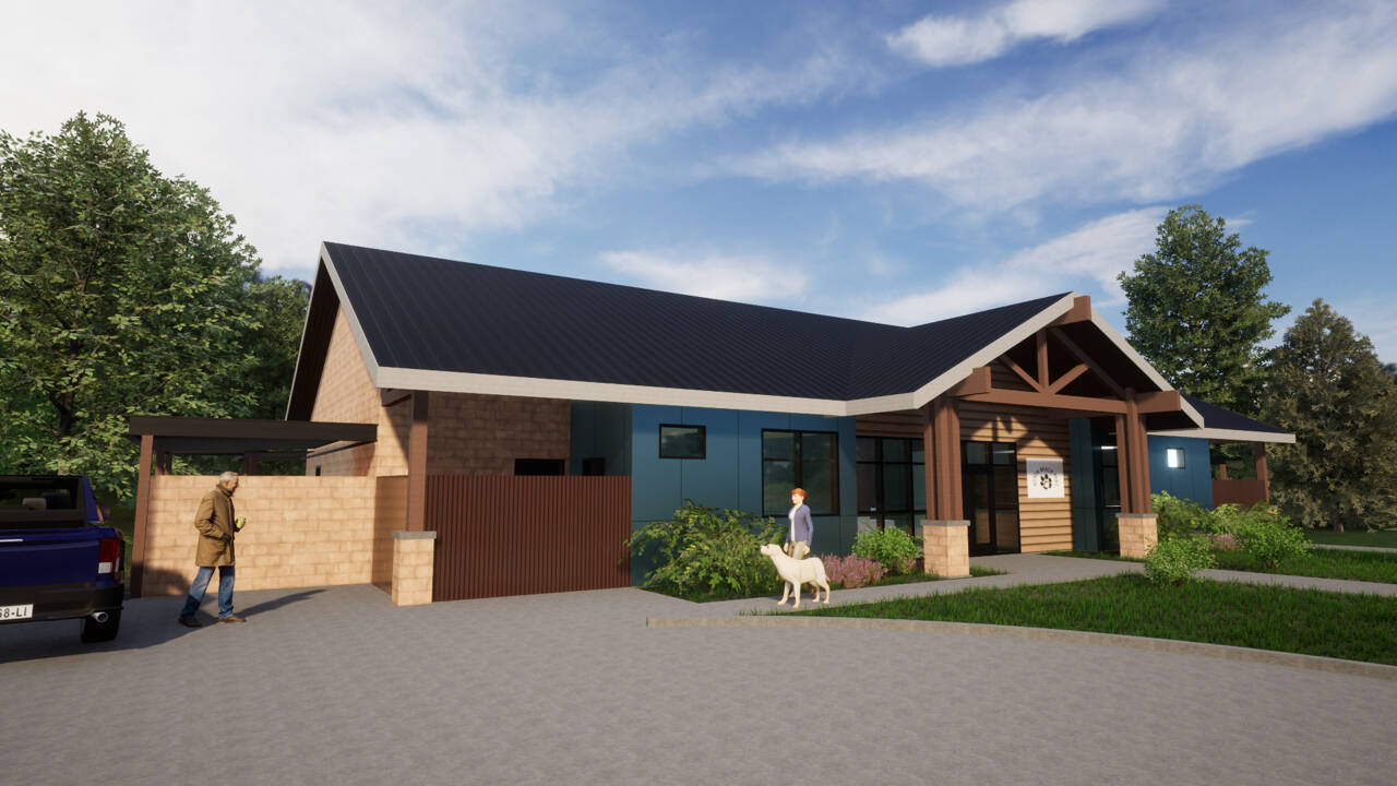 North Beach PAWS is seeking $2.5 million through grants and fundraising to purpose-build a new dog shelter, a rendering created by MD Architects shown here, up to modern best practices to replaces its current canine accommodations. (Courtesy photo / North Beach PAWS)