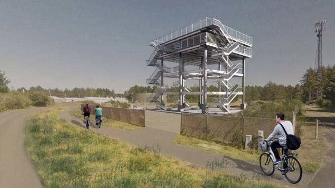 Degenkolb Engineers
The original proposed design for the city’s 800-person tsunami tower 1,800 feet north of Ocean Shores Elementary School.