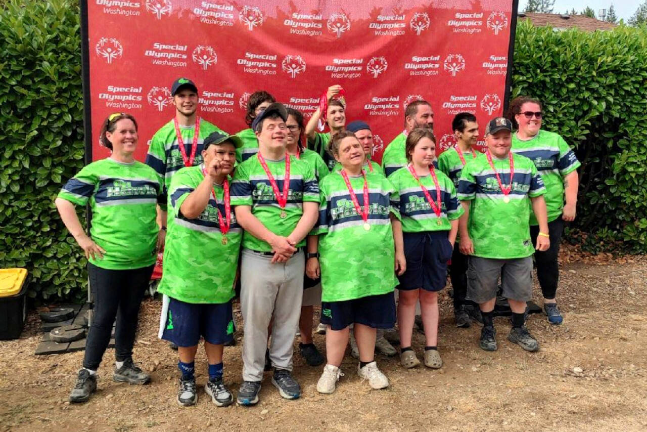 SUBMITTED PHOTO The Grays Harbor Special Olympics Whitehawks softball team placed first in Division 4 after winning three games at the Southwest Softball Regional Tournament in Saturday, July 29 in Olympia.