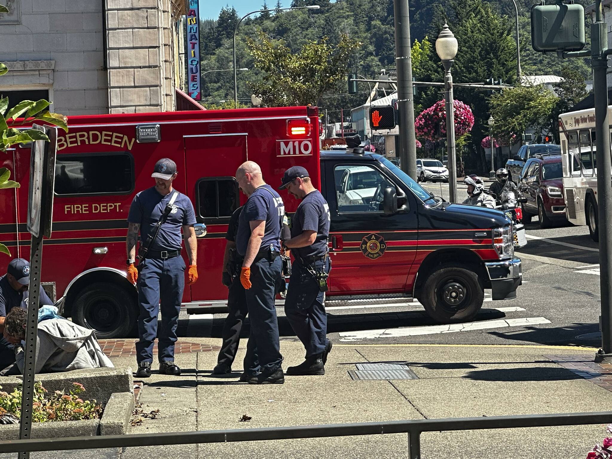 Andy Bickar
Aberdeen Fire Department, which was dispatched for a reported drug overdose at the corner of South I and East Wishkah streets, was at the scene in less than two minutes. Cedar Martin, Rediviva’s sous chef, leapt into action to give CPR to the victim.