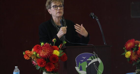 Michael S. Lockett / The Daily World
Rear Adm. Ann C. Phillips, head of the Maritime Administration, speaks at a luncheon at the Port of Grays Harbor about the Terminal 4 expansion project on Sept. 28.