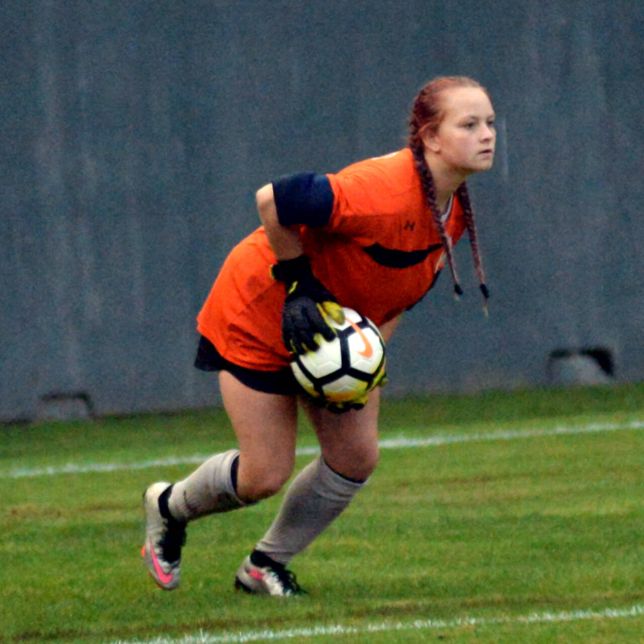 DAILY WORLD FILE PHOTO Ocosta goal keeper Amelia Saunders, seen here in a file photo from Sept. 28, recorded her fourth consecutive shutout with a 1-0 win over Forks on Monday in Forks.