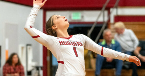 DAILY WORLD FILE PHOTO Hoquiam libero Lexi LaBounty, seen here in a file photo, helped lead the Grizzlies to a straight-set victory over Eatonville on Tuesday.