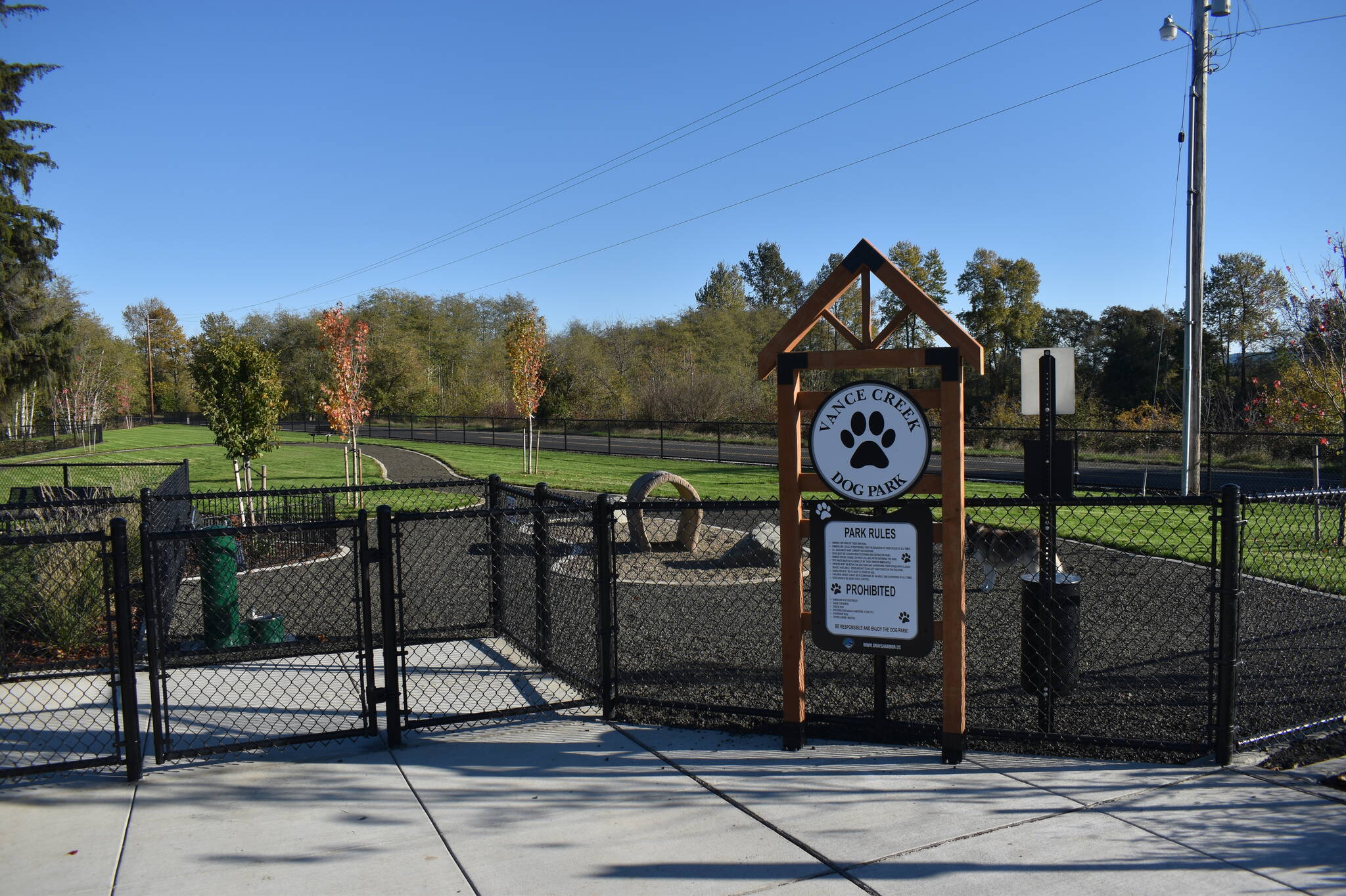 Clayton Franke / The Daily World
Vance Creek Dog Park fills nearly a half-acre near the main parking lot at Vance Creek County Park near Elma. The park officially opened on Oct. 27.