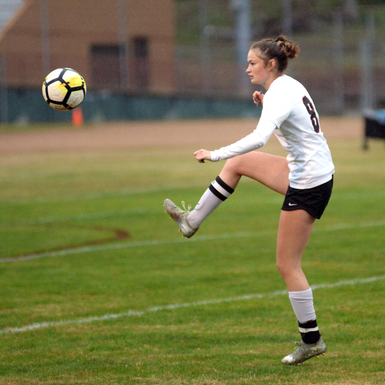 DAILY WORLD FILE PHOTO Ocosta midfielder Kylee Denney, seen here in a file photo from Sept. 28, was named to the 2B Central-Pacific All-League Second Team after scoring eight goals with 11 assists for the 2023 season.