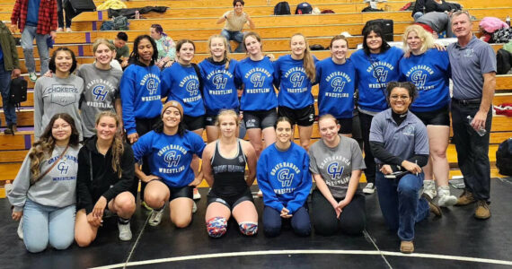 SUBMITTED PHOTO The Grays Harbor College women’s wrestling team poses for a photo during the Mountaineer Open on Sunday, Nov. 5 in La Grange, Oregon.