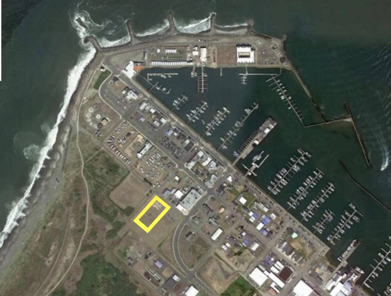 City of Westport
Westport plans to build a tsunami tower at the one-acre site highlighted in yellow, located a few blocks from the marina district.