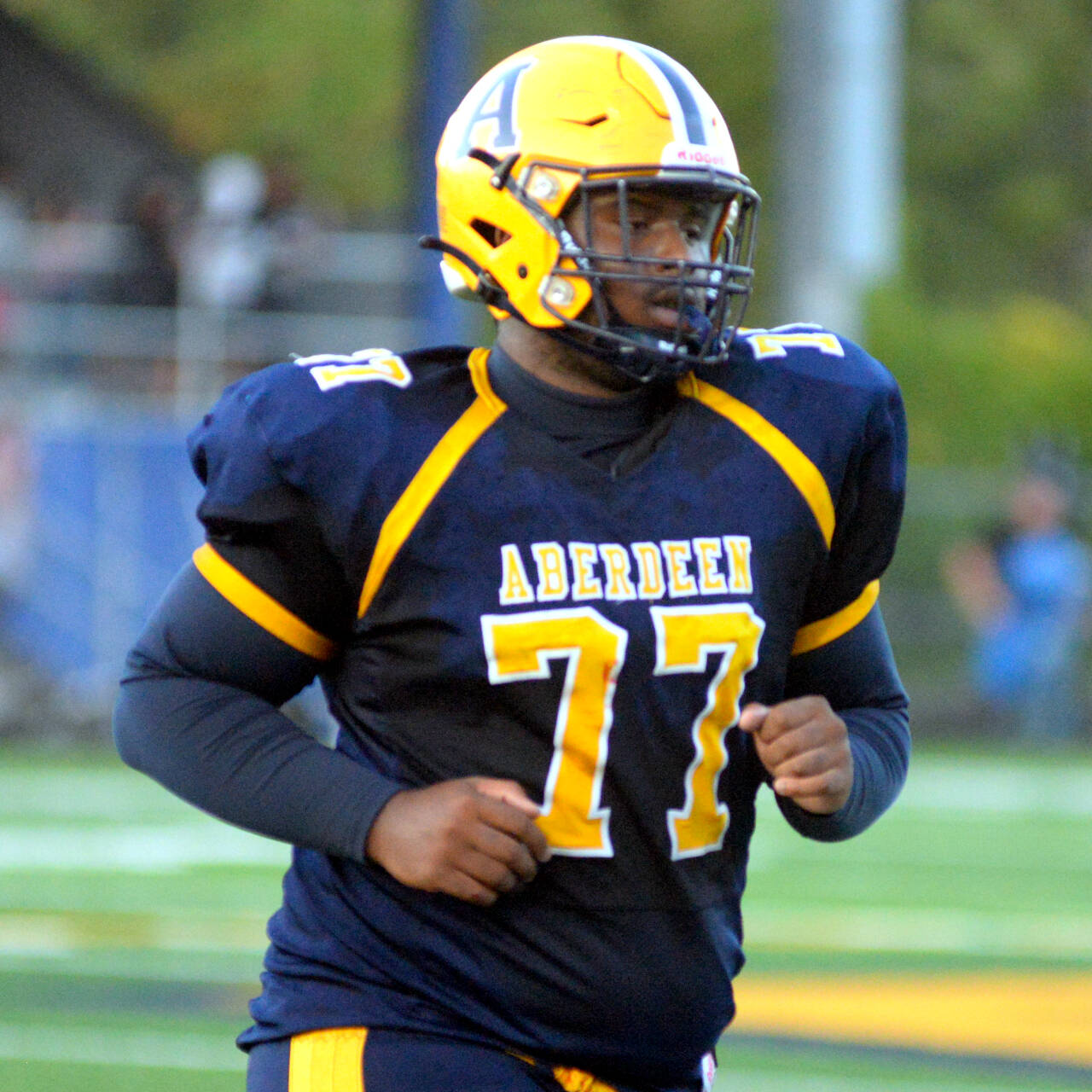 DAILY WORLD FILE PHOTO Aberdeen senior lineman JaBron Brooks was named to the 2A Evergreen All-Conference First Team as an offensive and defensive lineman for the 2023 season.