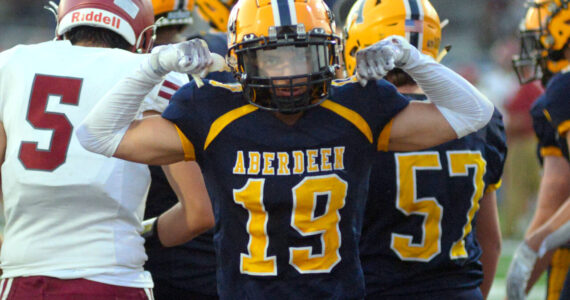 DAILY WORLD FILE PHOTO Aberdeen senior running back/safety Aidan Watkins was named to the 2A Evergreen All-Conference First Team as a running back and a defensive back for the 2023 season.