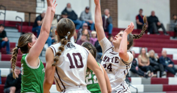 PHOTO BY FOREST WORGUM
Montesano's Jillie Dalan (24), seen here in a file photo, scored 27 points to lead the Bulldogs to a 54-33 win over Aberdeen in the title game of the Montesano Winter Classic on Friday in Montesano.