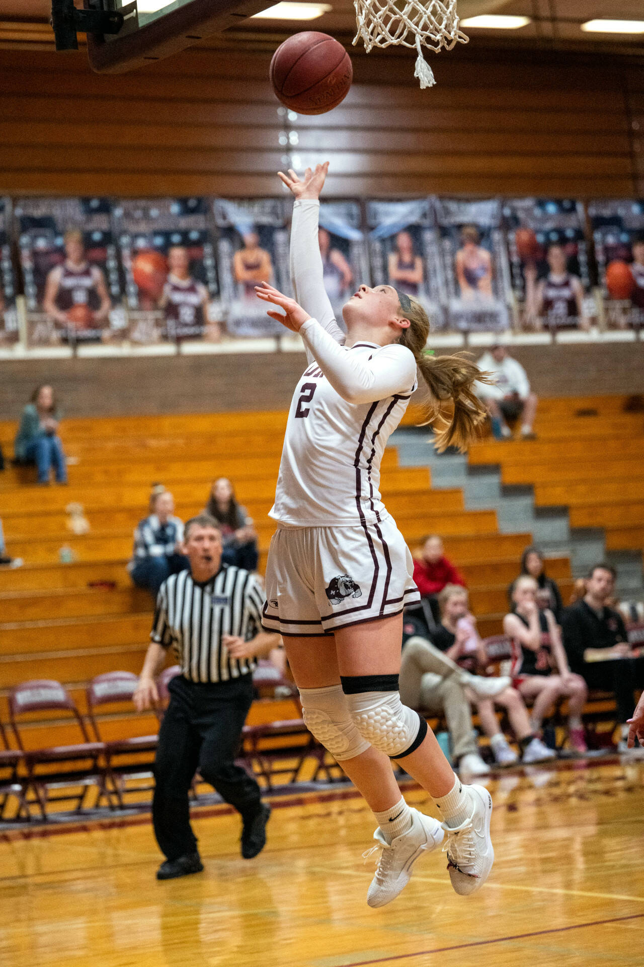 PHOTO BY FOREST WORGUM Montesano guard Tieander Olson glides to the basket to score two of her game-high 18 points in a 51-11 win over Tenino on Wednesday in Montesano.