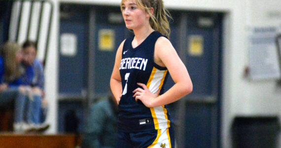 DAILY WORLD FILE PHOTO Aberdeen senior guard Annie Troeh scored 18 points to lead the Bobcats to a 45-31 victory over Shelton on Friday in Aberdeen.