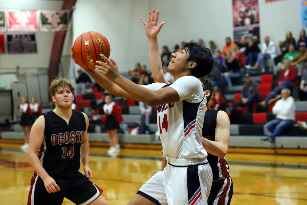 PHOTO BY LARRY BALE Raymond’s Chris Quintana, seen here in a file photo, led the Seagulls with 18 points in a 52-47 win over Ocosta on Tuesday in Westport.