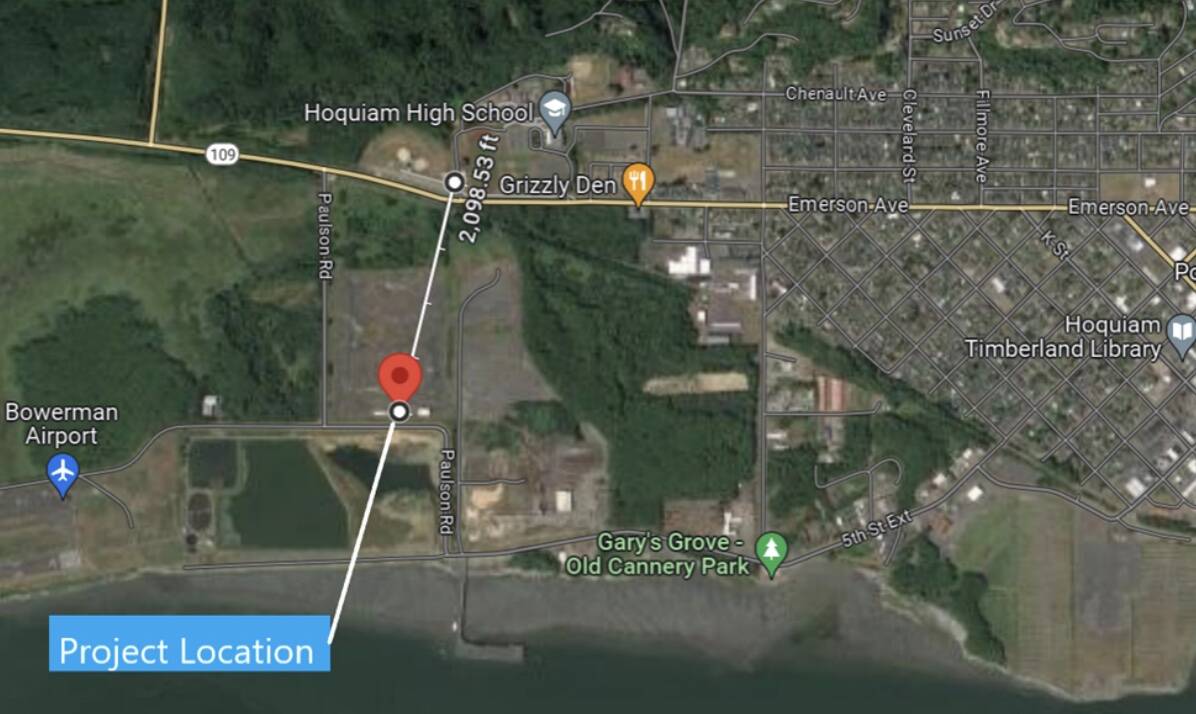 Pacific Northwest Renewable Energy is proposing to build a wood pellet manufacturing plant near the Port of Grays Harbor Terminal 3 in Hoquiam, near an existing chip mill operated by Willis Enterprises. (Olympic Regional Air Quality Agency)