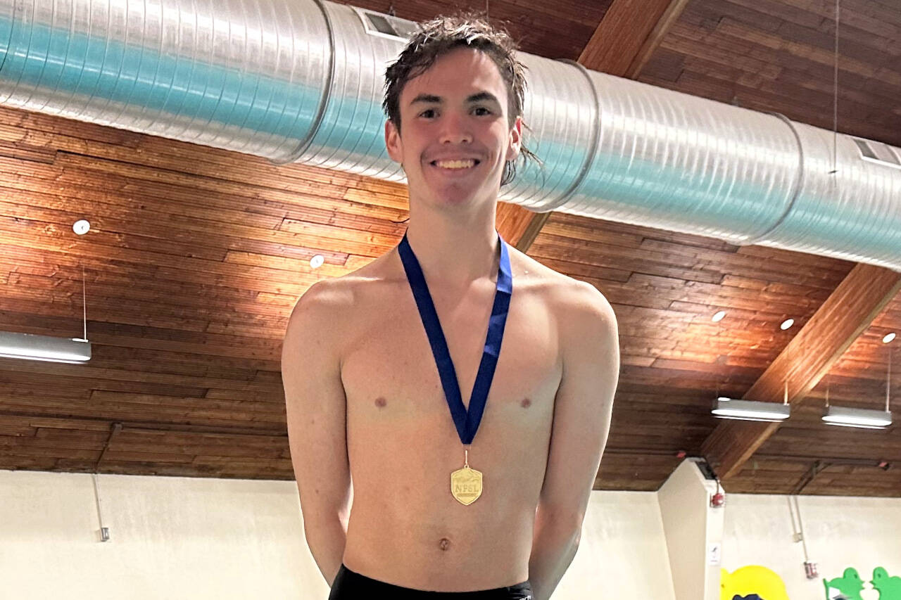 SUBMITTED PHOTO Aberdeen diver Zeke Olson won the 2A District 4 championship at the West Central 3A District III 3 Diving Championships on Saturday in Auburn.