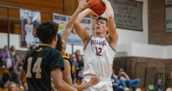 PHOTO BY FOREST WORGUM Montesano senior forward Gabe Bodwell, seen here in a file photo, has been a key player in the Bulldogs’ run to a state-tournament berth. No. 12 Montesano takes on No. 13 Sultan in a 1A State first-round game on Saturday.