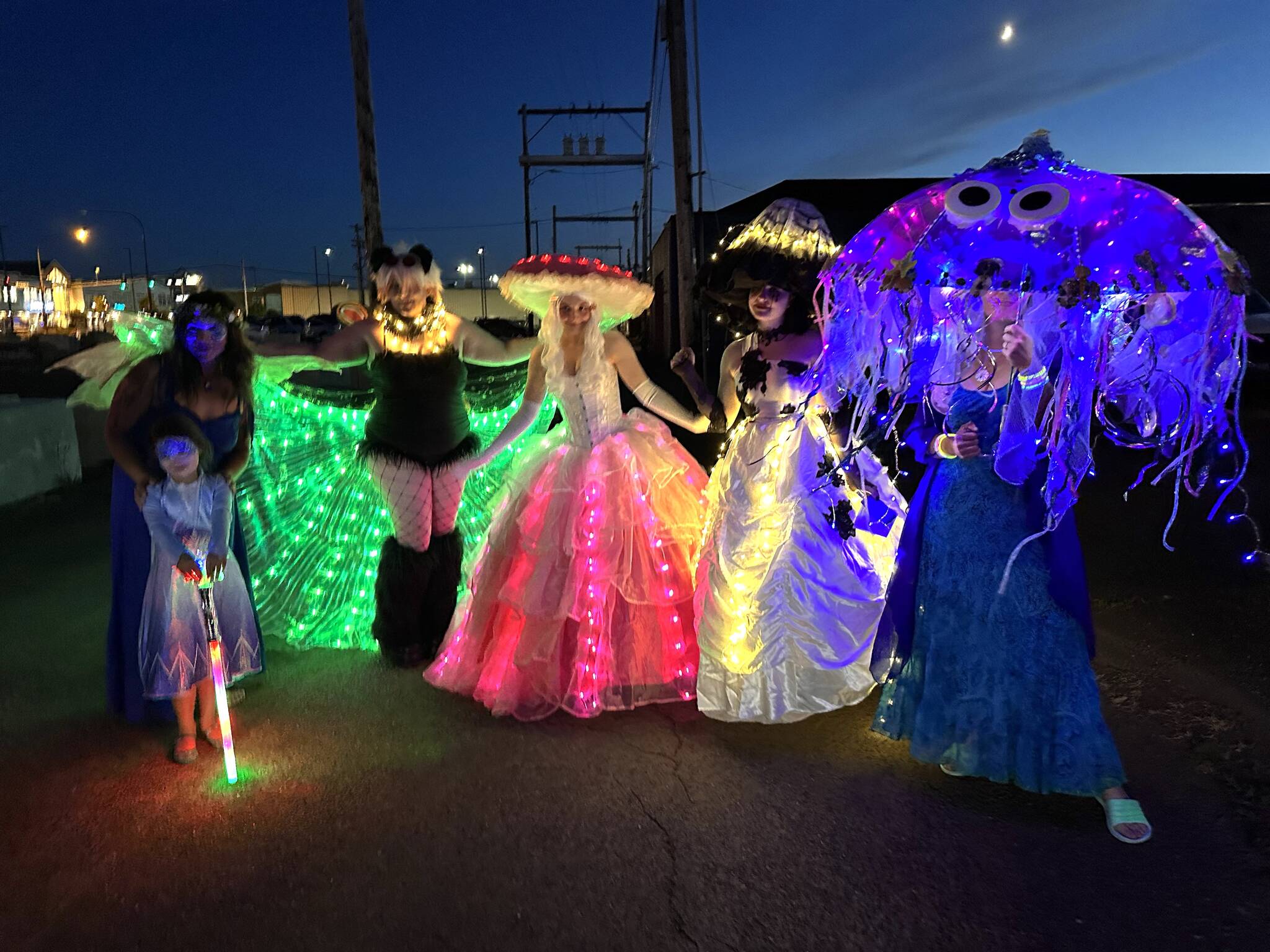 Rick Moyer / Moyer Multi Media LLC
Costumed ladies take a late night stroll during the Aberdeen Rain Glow Festival in 2023.