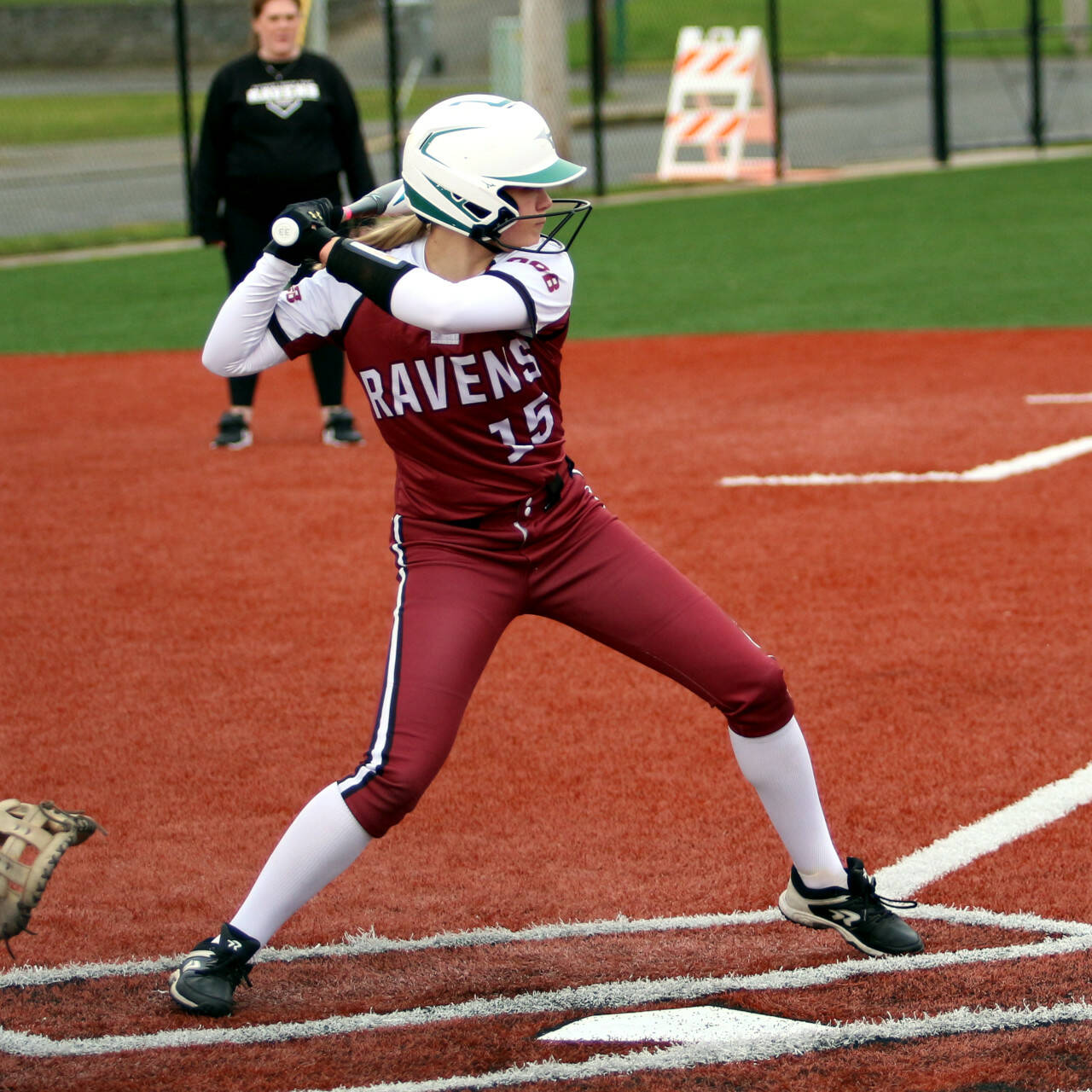 DAILY WORLD FILE PHOTO Raymond-South Bend sophomore Kassie Koski went a perfect 8-for-8 in the Ravens’ double-header sweep over Ilwaco on Tuesday in South Bend.