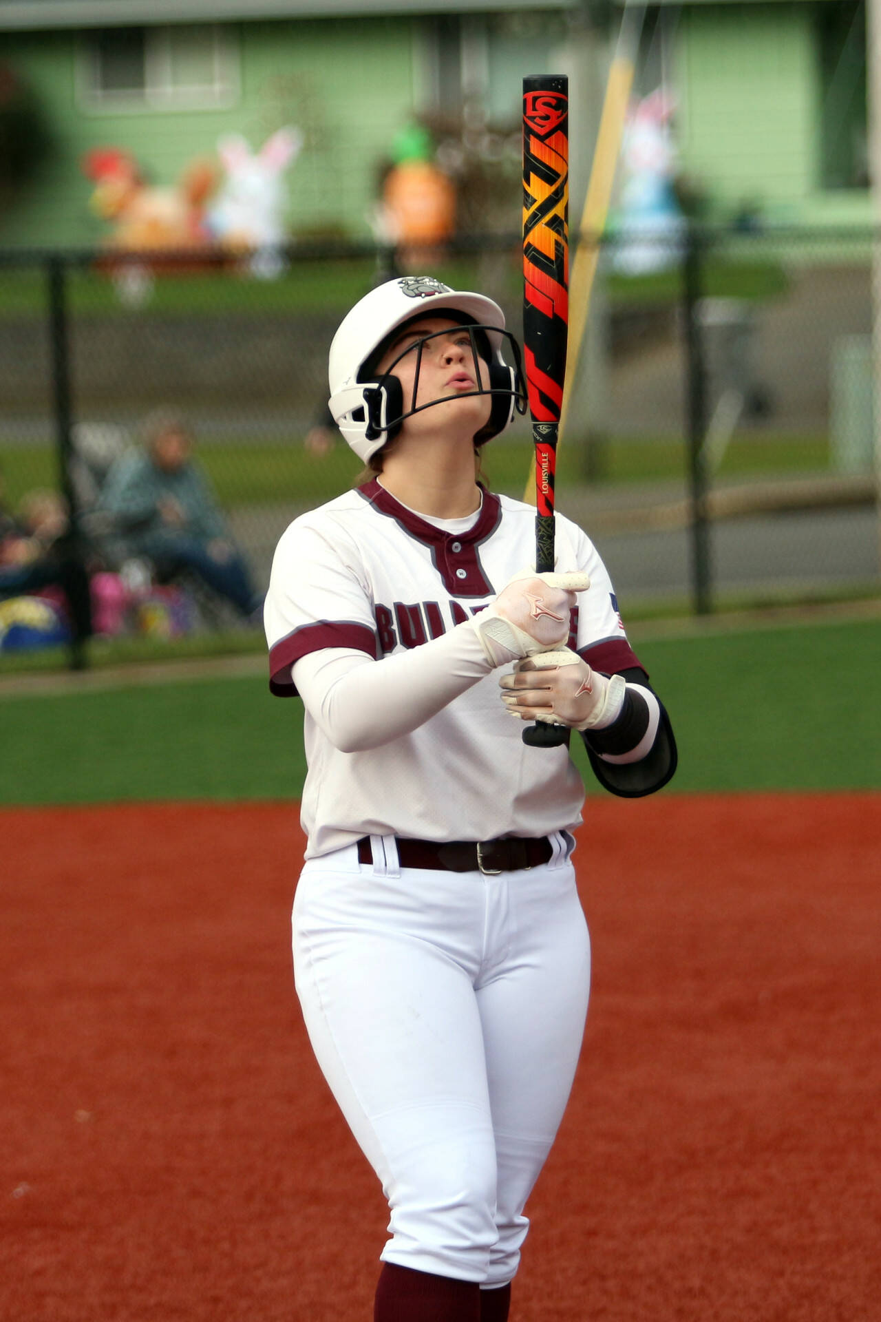 DAILY WORLD FILE PHOTO Montesano’s Ali Parkin, seen here in a file photo from March 8, had three hits to lead the Bulldogs to an 8-4 win over Forks on Thursday in Forks.