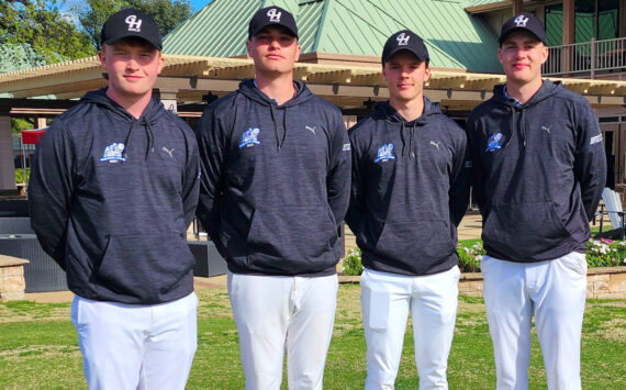 SUBMITTED PHOTO The Grays Harbor College men’s golf team of (from left) Hayden Hayes, Brett Wasson, Rasmus Tamker and Cole Wasson placed seventh overall at the Simpson Invitational on Tuesday in Redding, California.