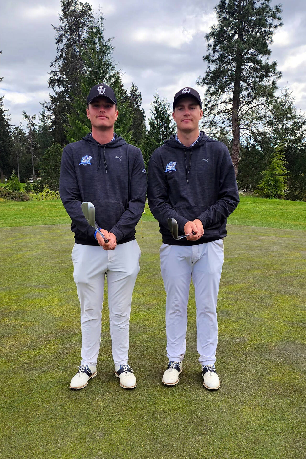 SUBMITTED PHOTO Grays Harbor College golfers Brett (left) and Cole Wasson led the Chokers to a fifth-place finish at an NWAC conference meet on Sunday and Monday in Port Orchard.