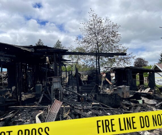 MIchael S. Lockett / The Daily World
An Oakville house was completely destroyed by fire on Sunday.