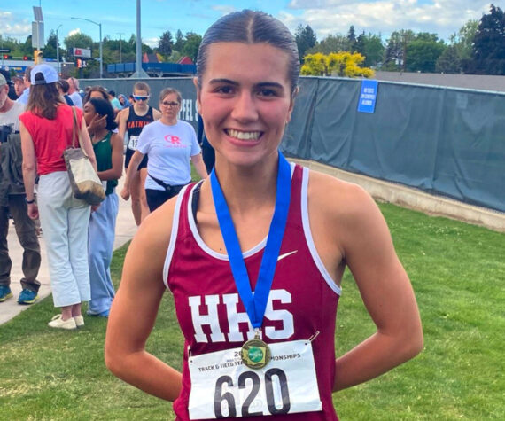 <p>SUBMITTED PHOTO Hoquiam senior Jane Roloff won state titles in the 800, 1600 and 3200-meter races at the WIAA 1A State Championships this past weekend in Yakima.</p>
