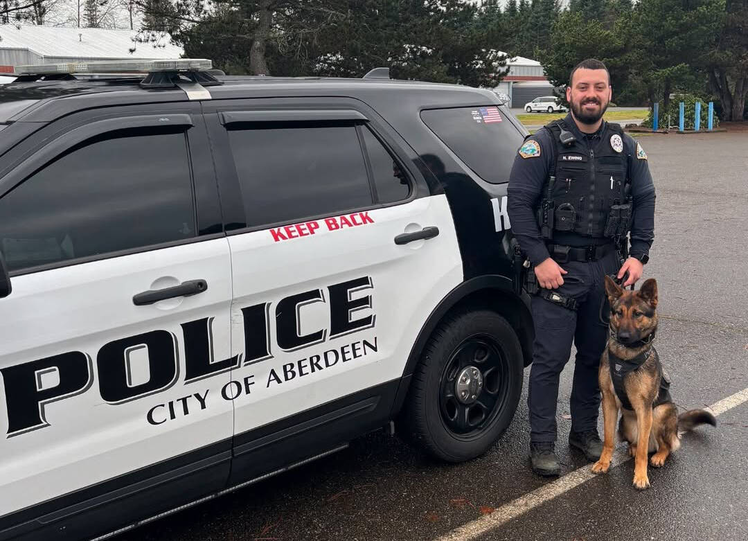 Aberdeen officer Noah Ewing and K-9 Kibo (Aberdeen Police Department)