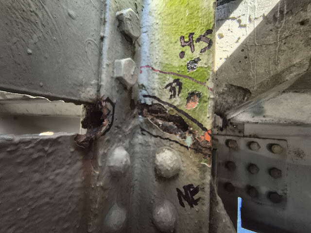 One of the steel beams that supports the bridge was deteriorating.