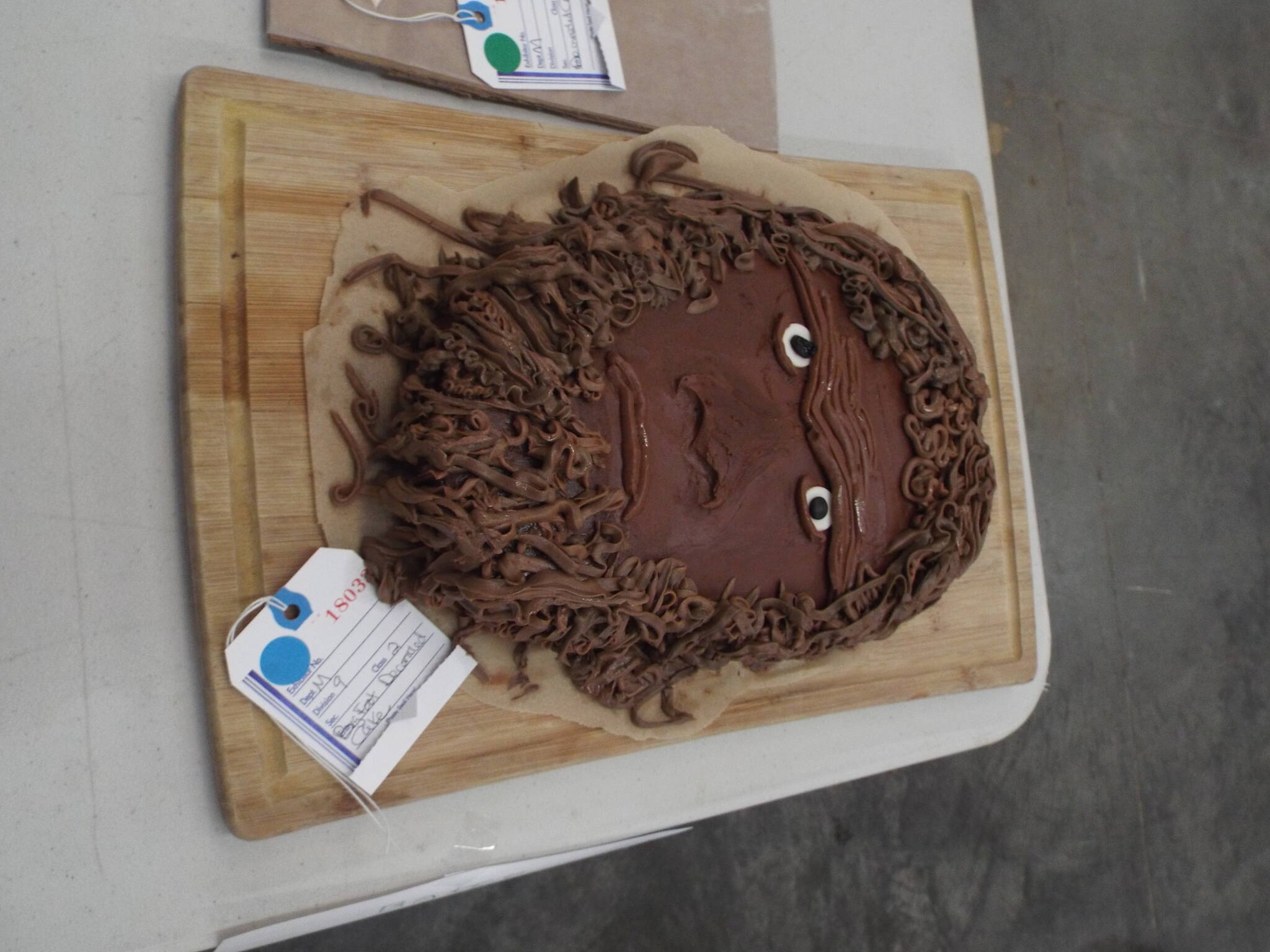 In keeping with the Grays Harbor County Fair theme Big Foot! Big Fair! Big Fun! an entry for the Division 9 Decorated cakes/cupcakes was of bigfoot.